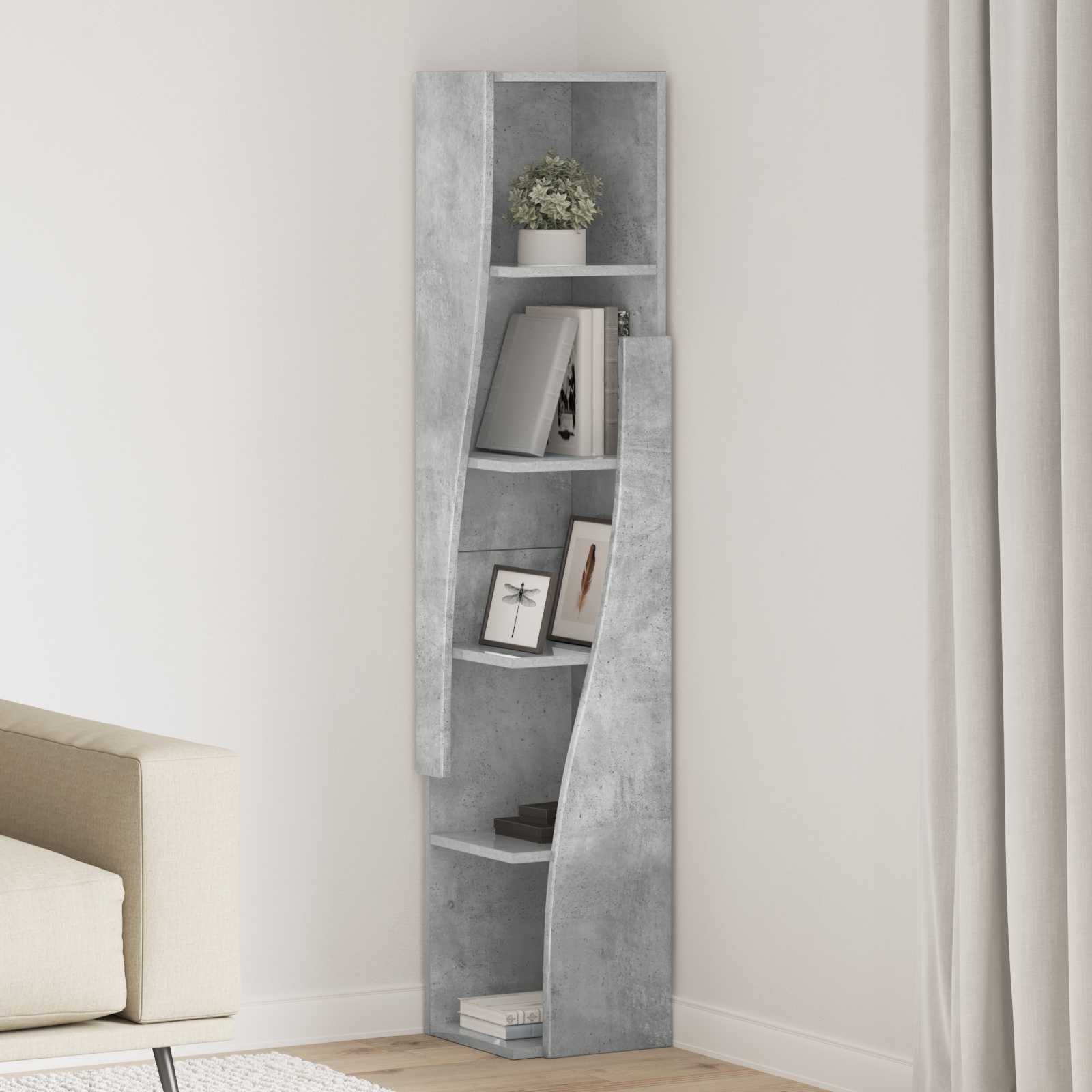 Meuble d'angle 27,5x27x140cm Bois d'ingénierie Gris béton - XIOS