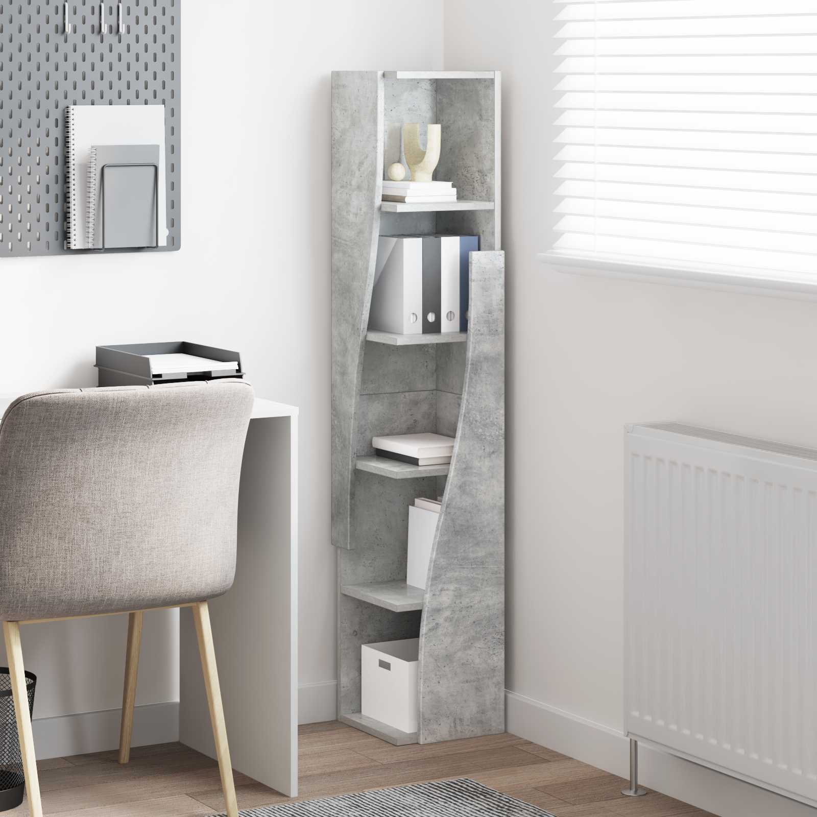 Meuble d'angle 27,5x27x140cm Bois d'ingénierie Gris béton - XIOS