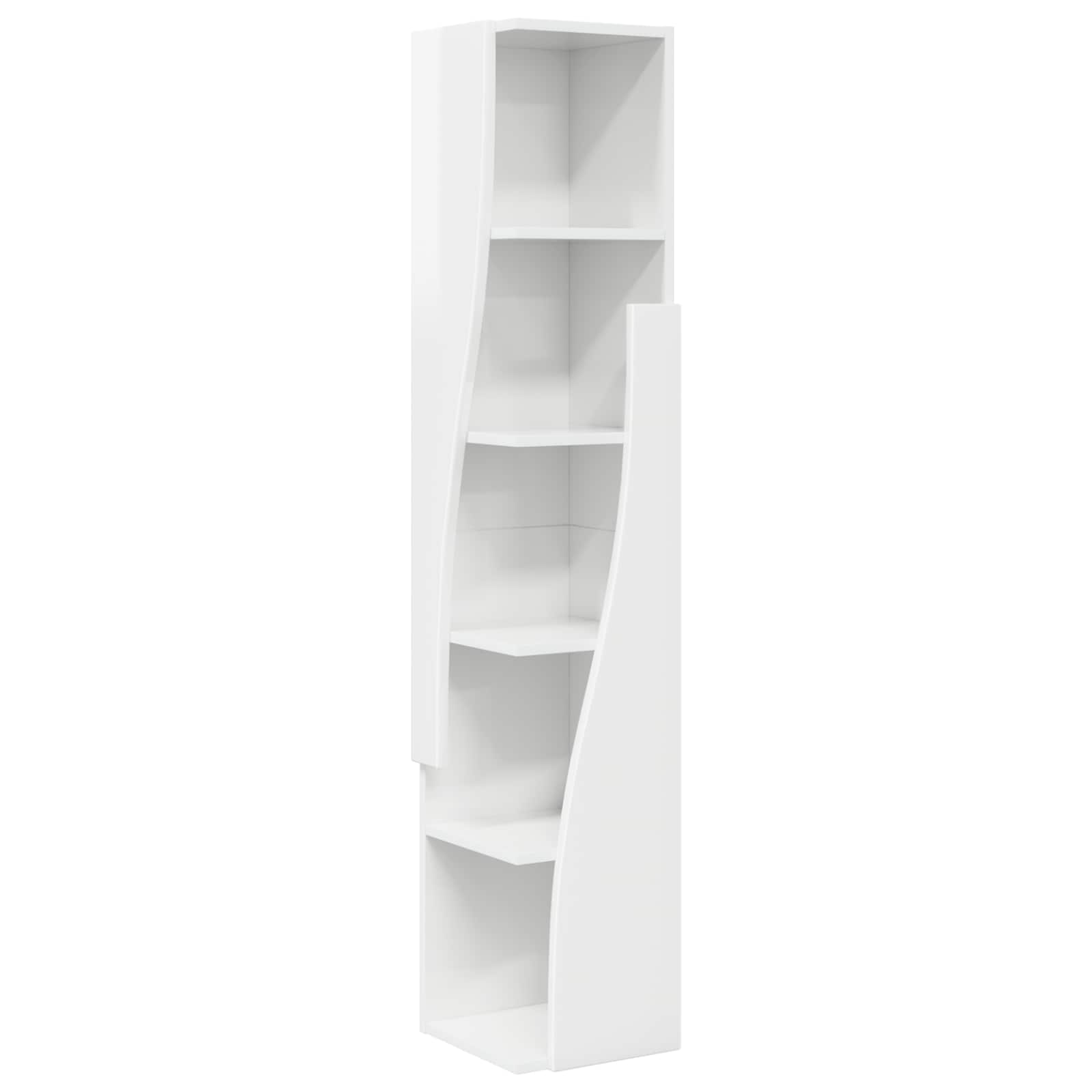 Meuble d'angle 27,5x27x140cm Bois d'ingénierie Blanc brillant