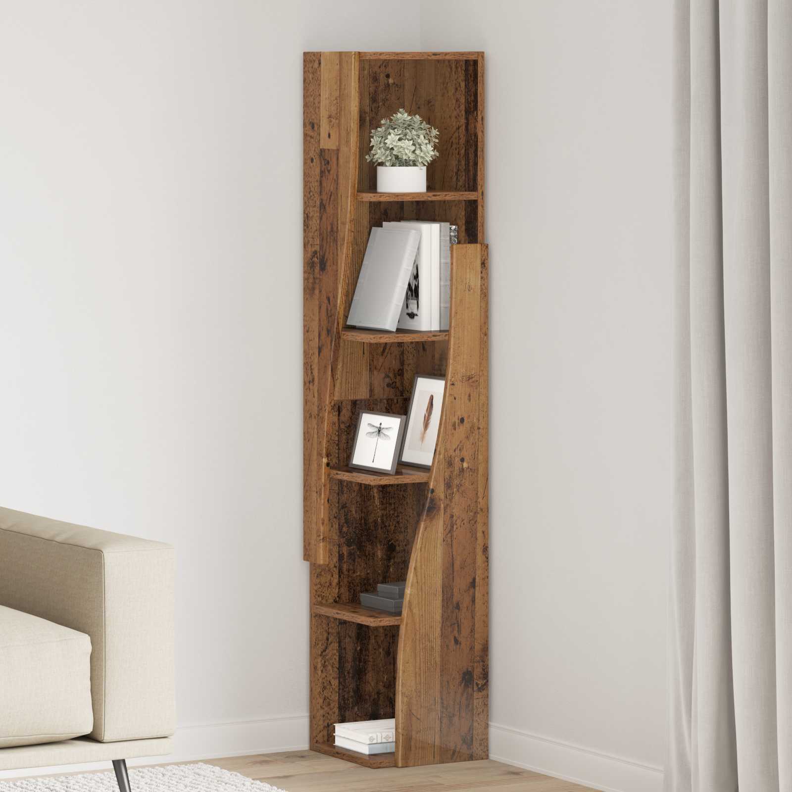 Meuble d'angle 27,5x27x140cm Bois d'ingénierie Bois ancien - XIOS