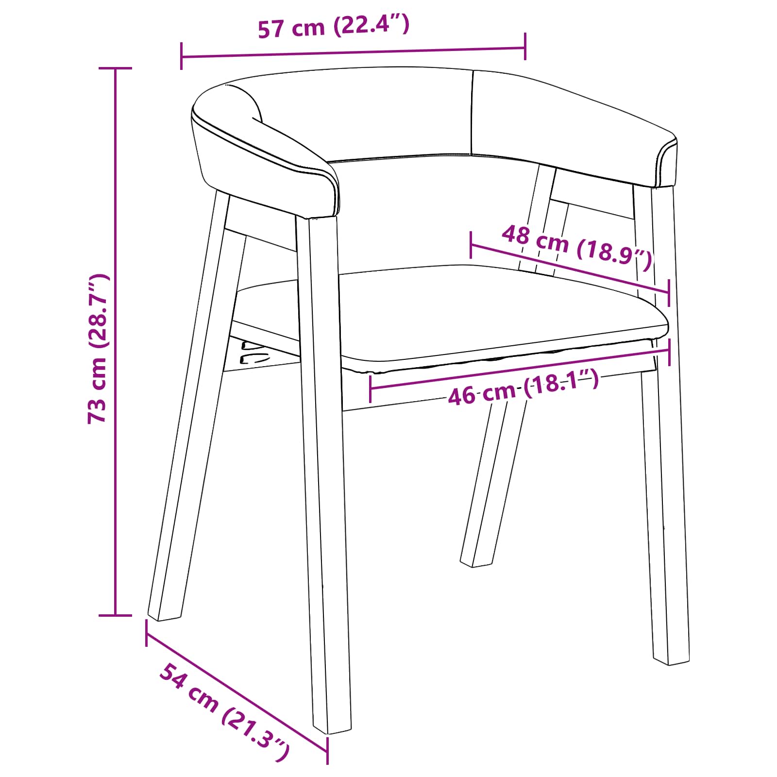 Chaises de salle à manger 2 pcs Naturel 54 x 57 x 73 cm - XIOS