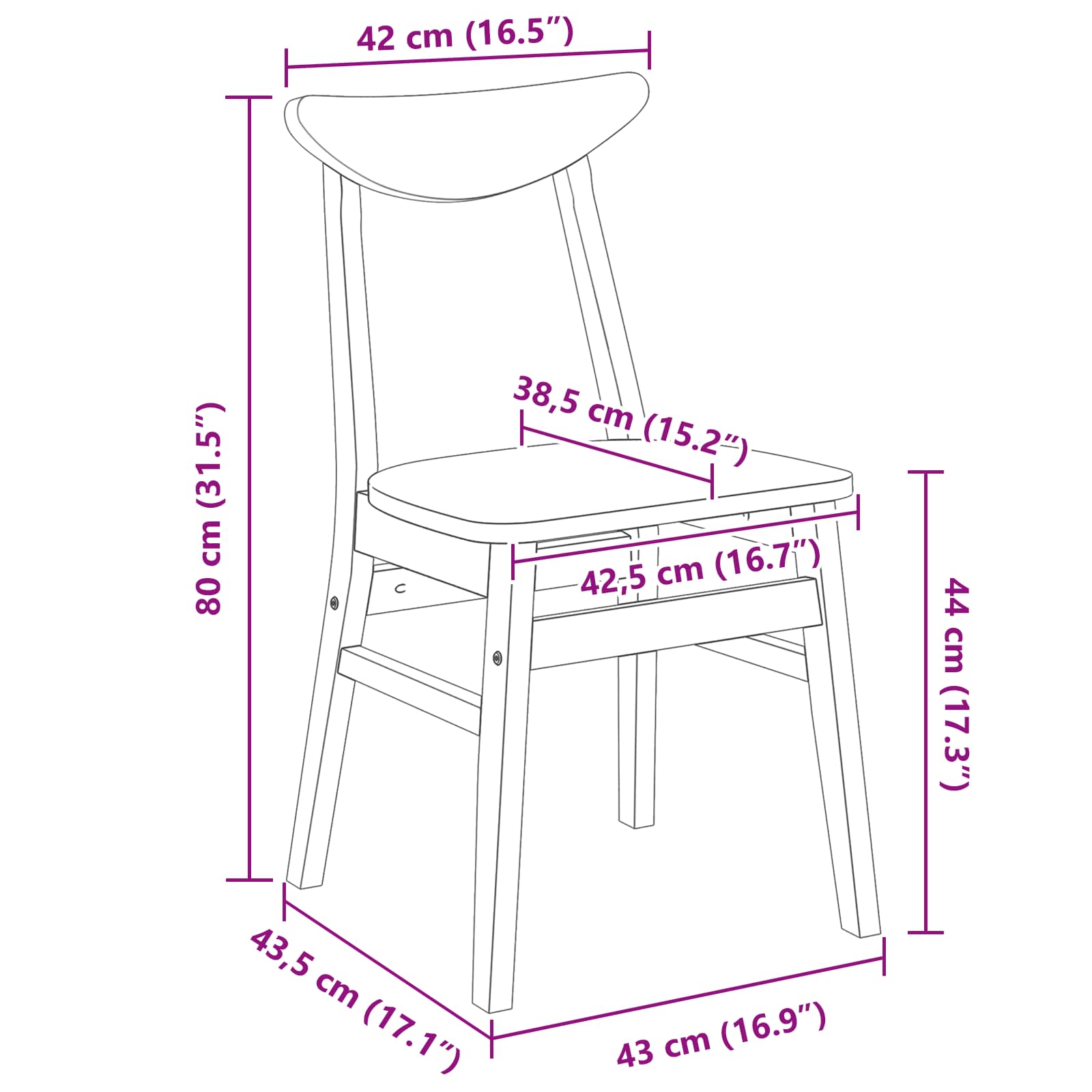 Chaises de salle à manger 2 pcs Blanc 42 x 47.5 x 81 cm - XIOS