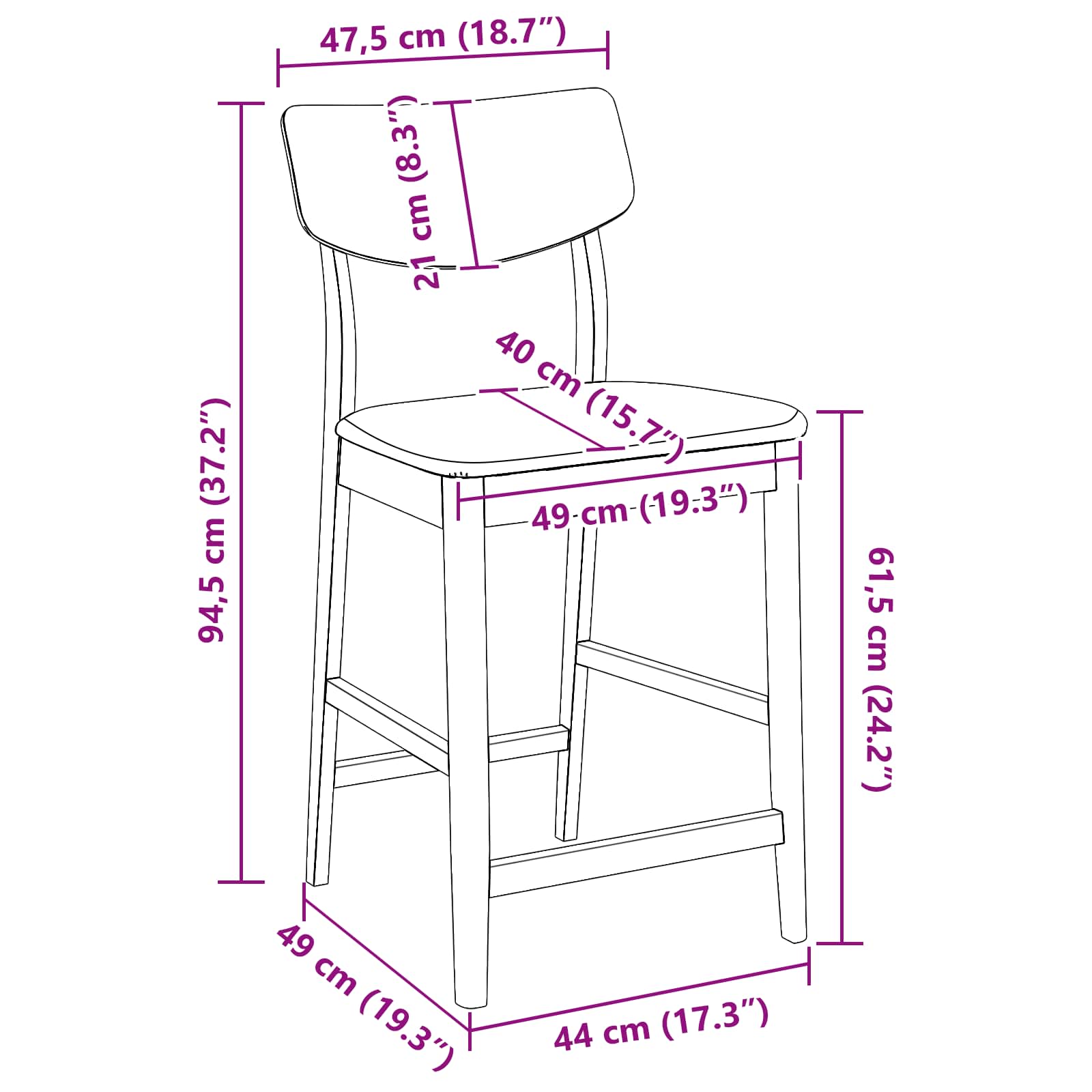 Chaises de salle à manger 2 pcs Blanc 48 x 49 x 95 cm - XIOS