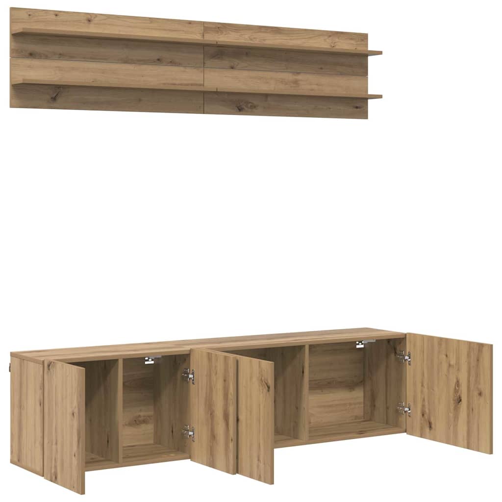 Unites TV 6 pc chêne artisanal Bois d'ingénierie