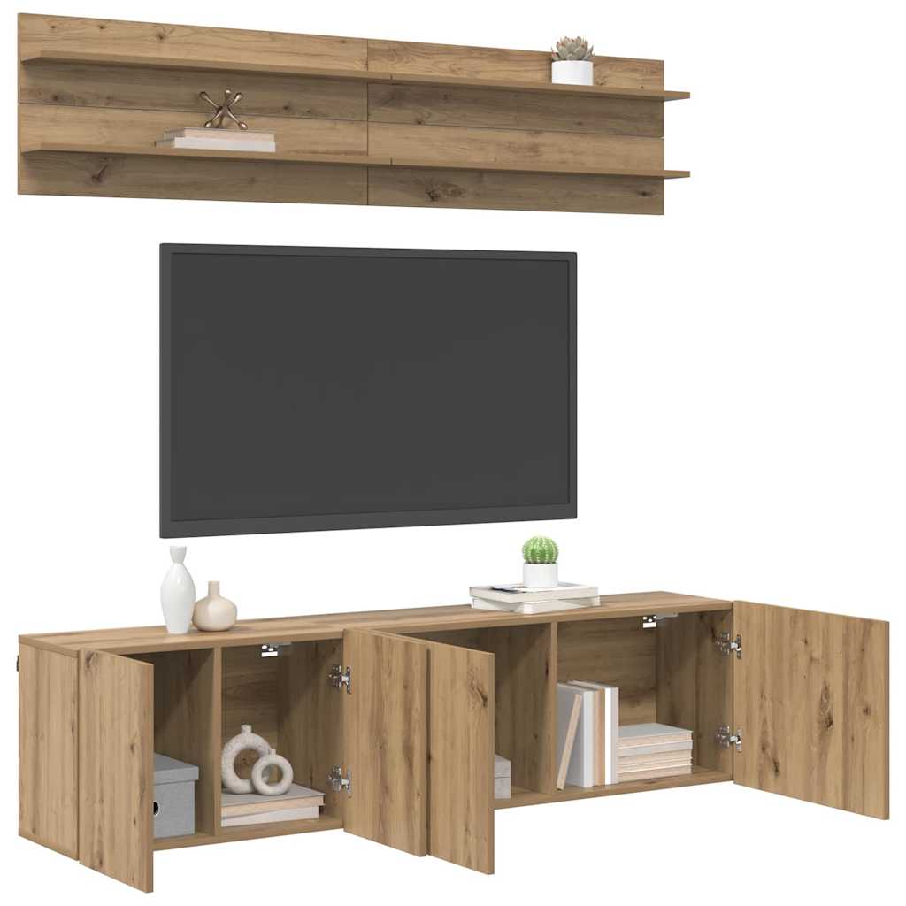 Unites TV 6 pc chêne artisanal Bois d'ingénierie