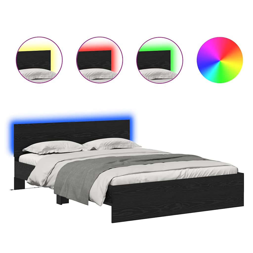 Cadre de lit Chêne noir 135 x 190 cm Bois d'ingénierie - XIOS