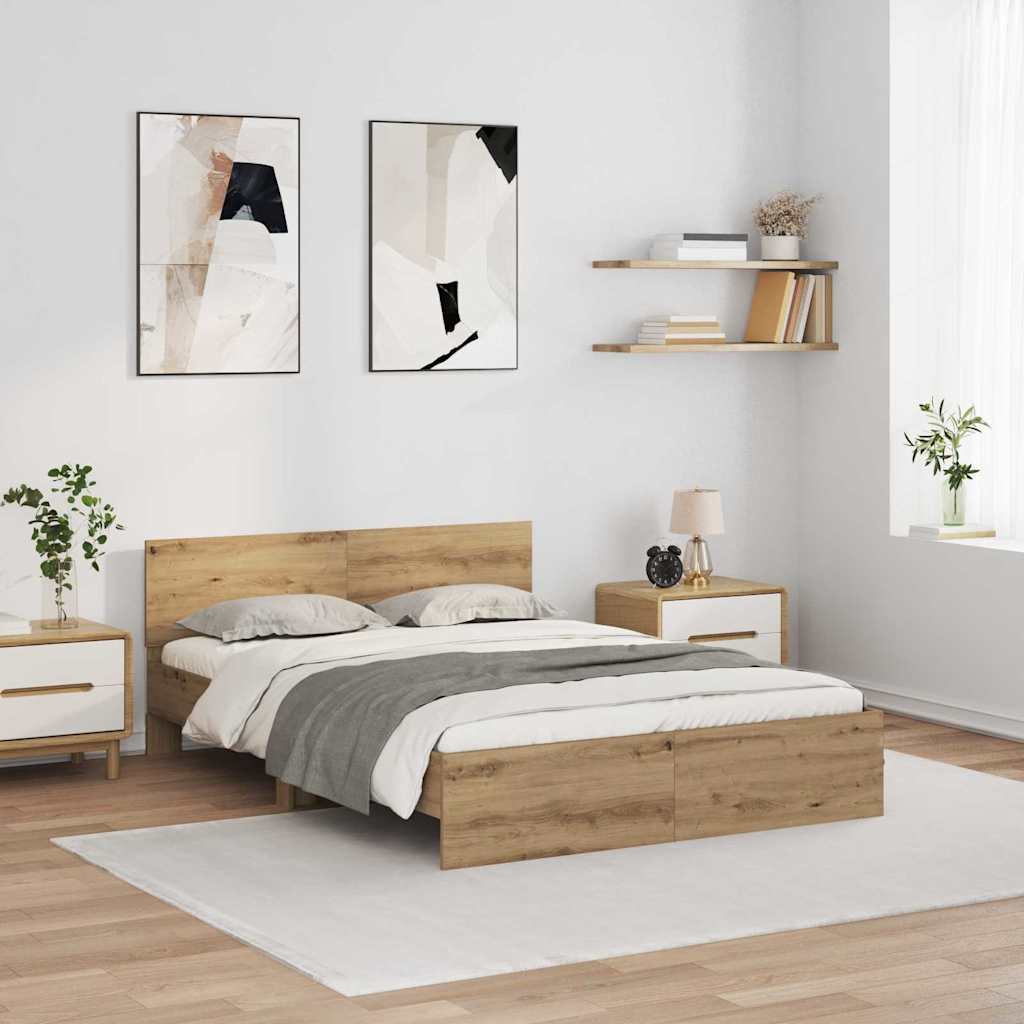 Cadre de lit Chêne artisanal 120 x 200 cm Bois d'ingénierie - XIOS
