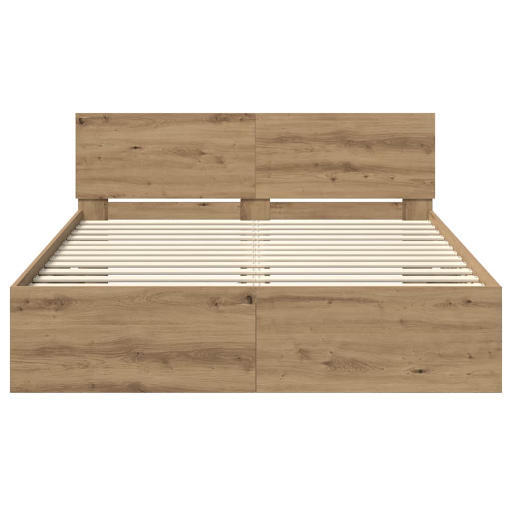 Cadre de lit Chêne artisanal 120 x 200 cm Bois d'ingénierie - XIOS