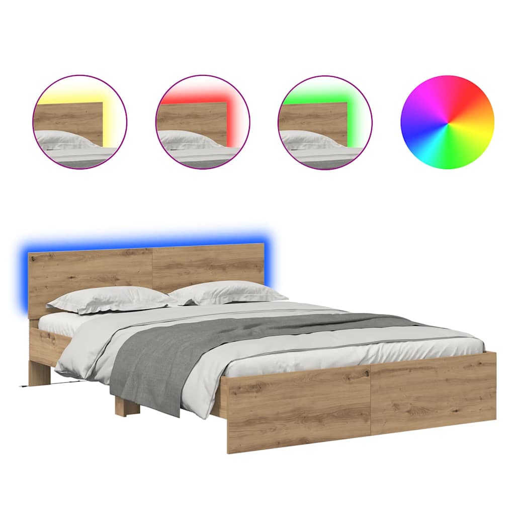 Cadre de lit Chêne artisanal 120 x 190 cm Bois d'ingénierie - XIOS