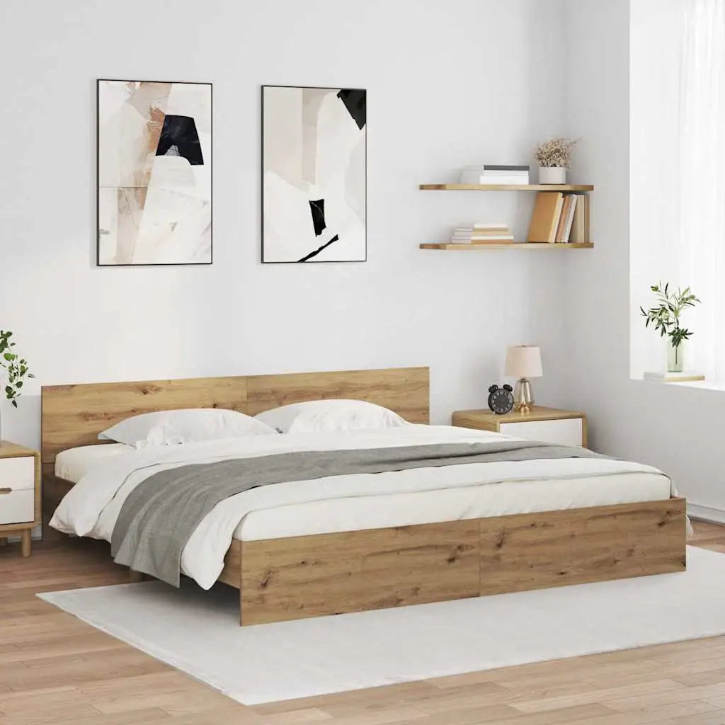 Cadre de lit Chêne artisanal 180 x 200 cm Bois d’ingénierie - XIOS