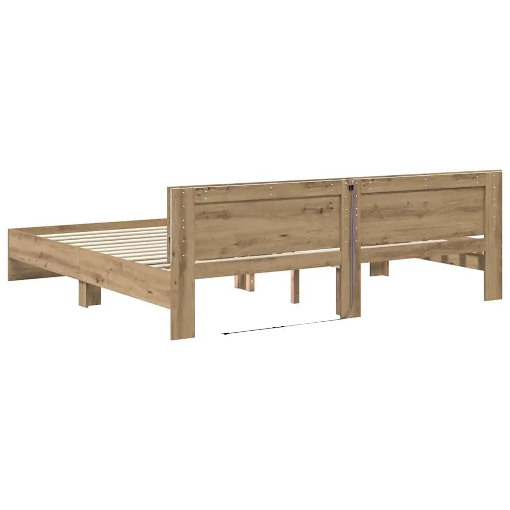 Cadre de lit Chêne artisanal 180 x 200 cm Bois d’ingénierie - XIOS