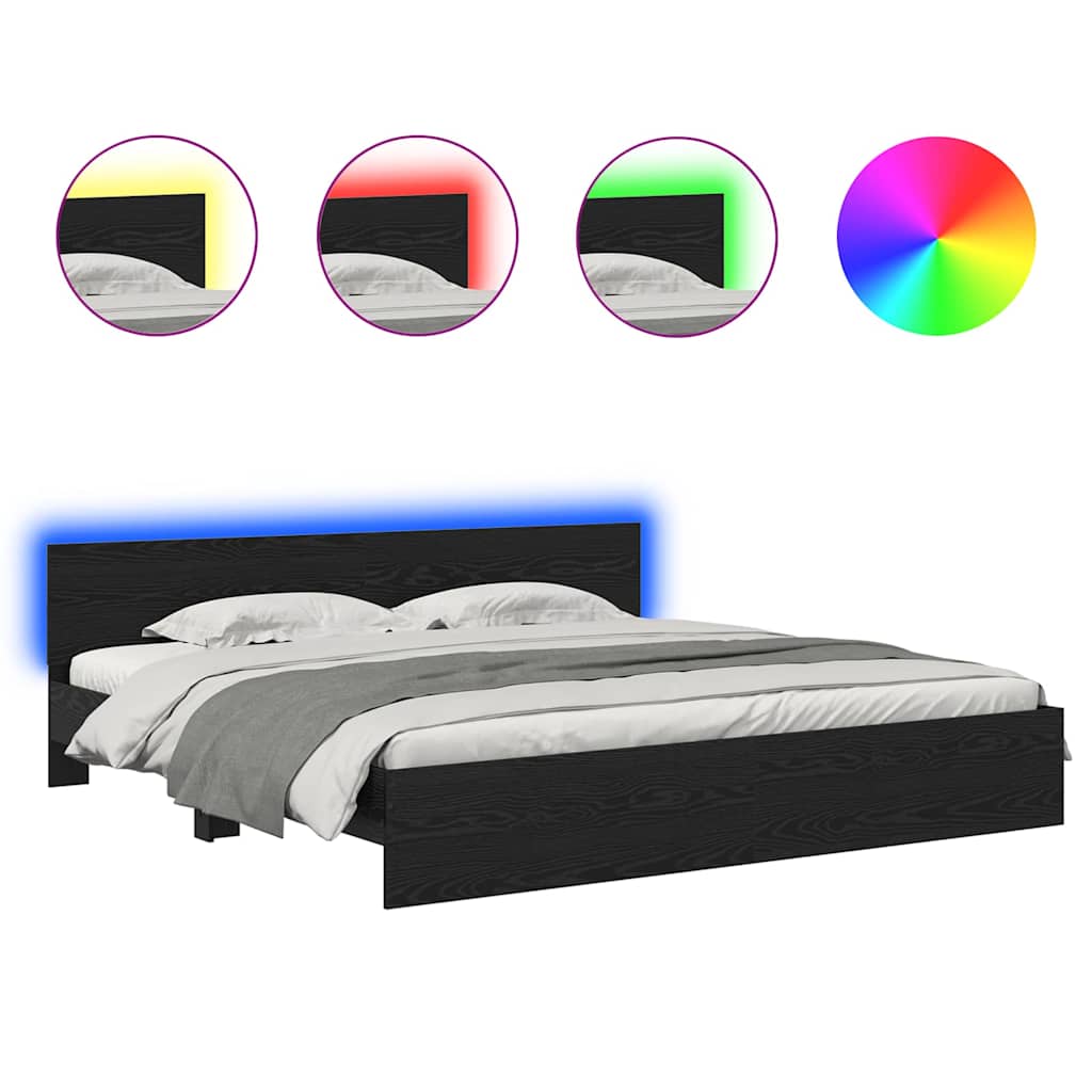 Cadre de lit Chêne noir 180 x 200 cm Bois d'ingénierie - XIOS