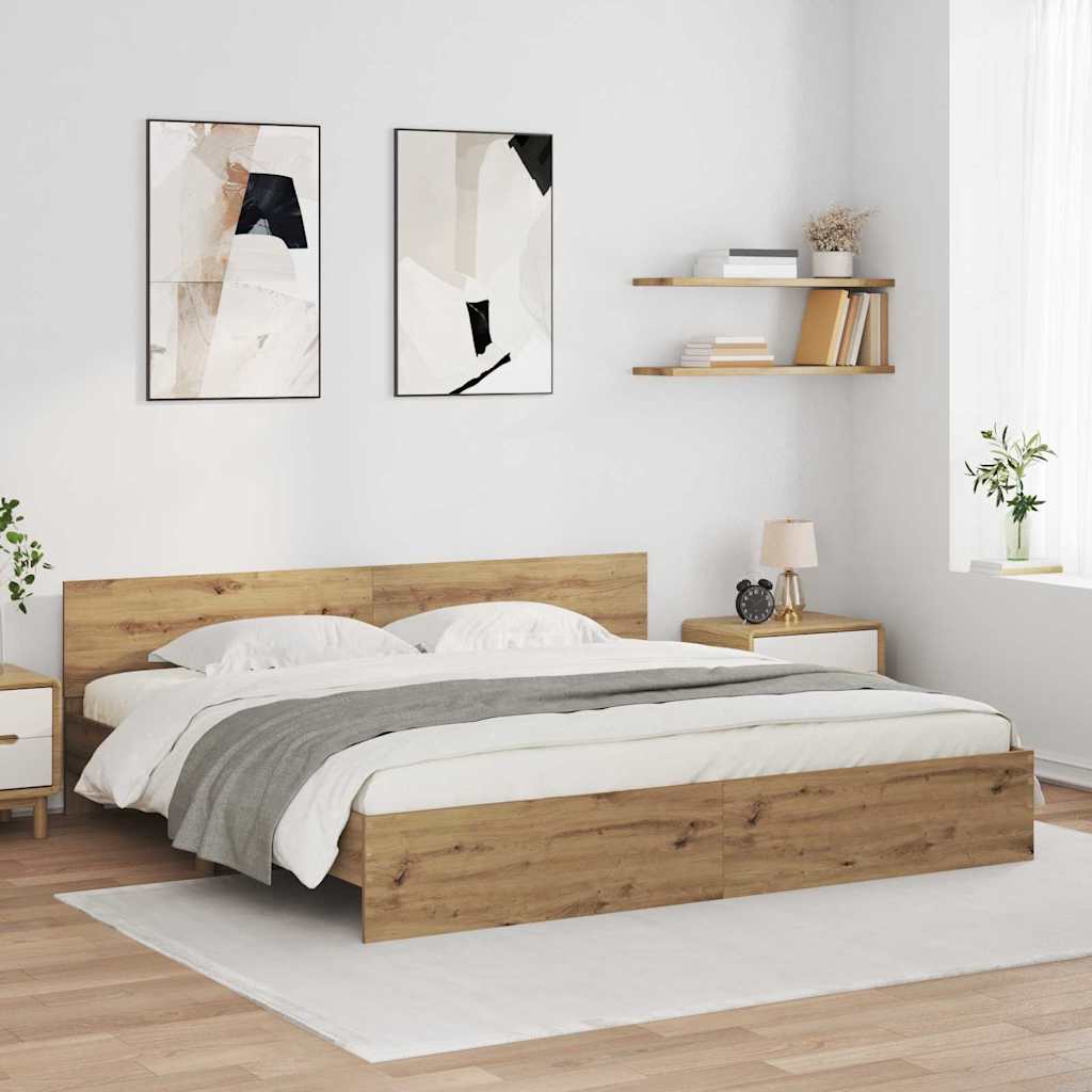 Cadre de lit Chêne artisanal 200 x 200 cm Bois d'ingénierie - XIOS