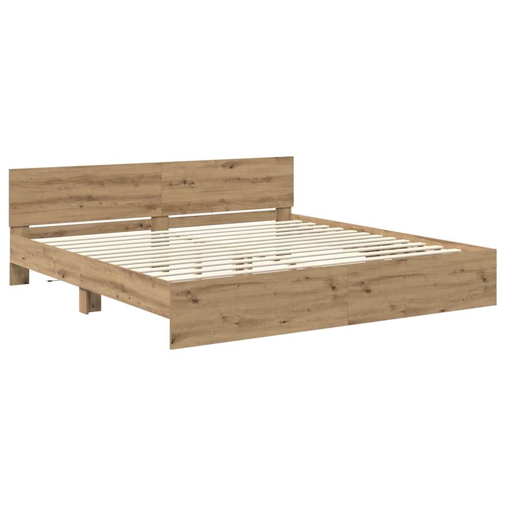 Cadre de lit Chêne artisanal 200 x 200 cm Bois d'ingénierie - XIOS