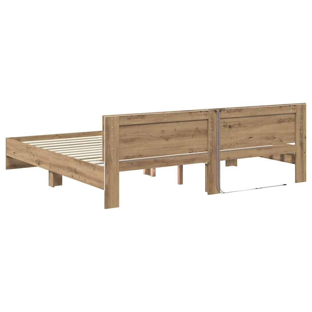 Cadre de lit Chêne artisanal 200 x 200 cm Bois d'ingénierie - XIOS