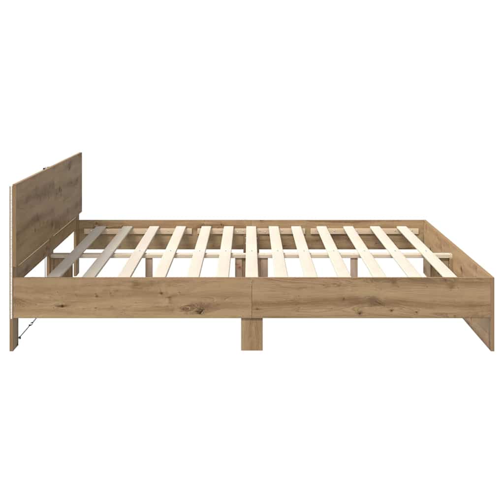 Cadre de lit Chêne artisanal 200 x 200 cm Bois d'ingénierie - XIOS