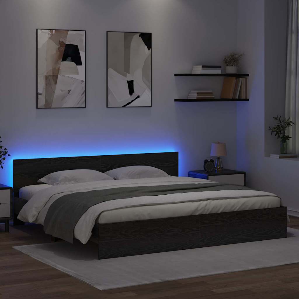 Cadre de lit Chêne noir 200 x 200 cm Bois d'ingénierie - XIOS