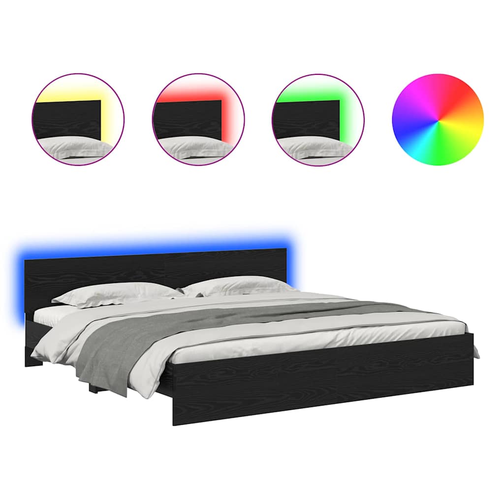 Cadre de lit Chêne noir 200 x 200 cm Bois d'ingénierie - XIOS