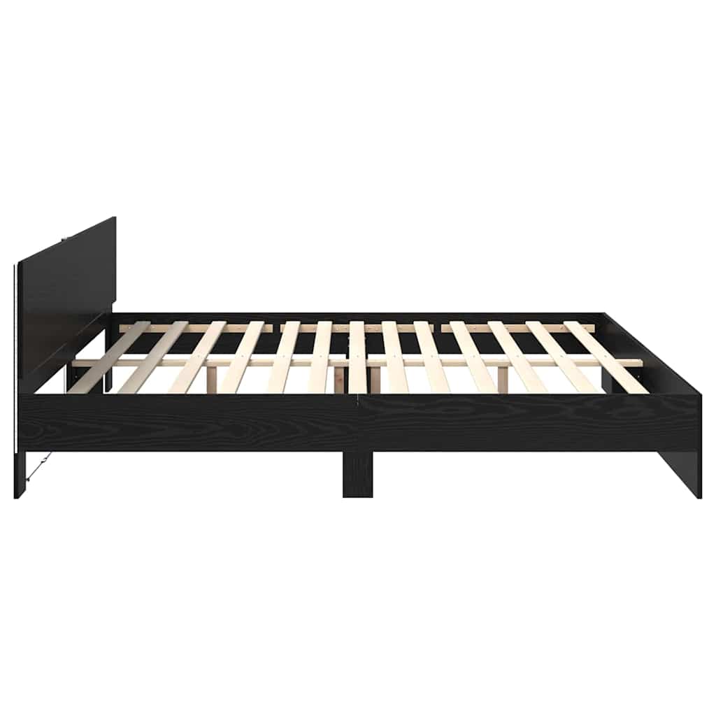 Cadre de lit Chêne noir 200 x 200 cm Bois d'ingénierie - XIOS