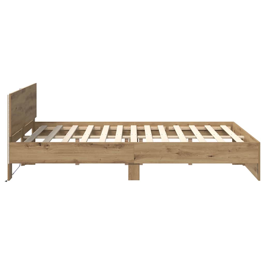 Cadre de lit Chêne artisanal 150 x 200 cm Bois d'ingénierie