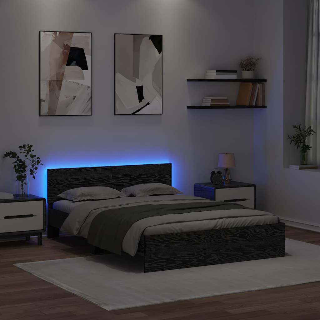 Cadre de lit Chêne noir 150 x 200 cm Bois d'ingénierie - XIOS