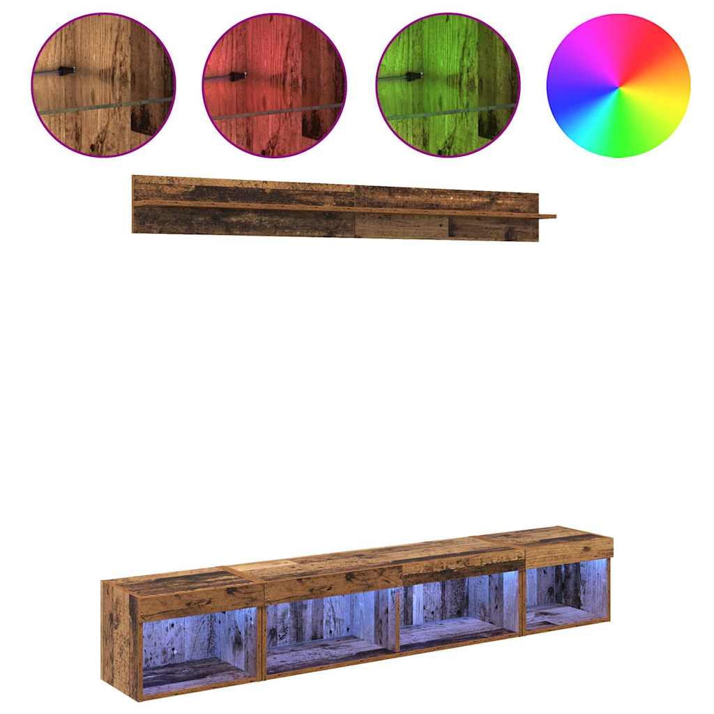 Ensemble de meuble TV mural 5 pcs Bois ancien Bois d'ingénierie - XIOS