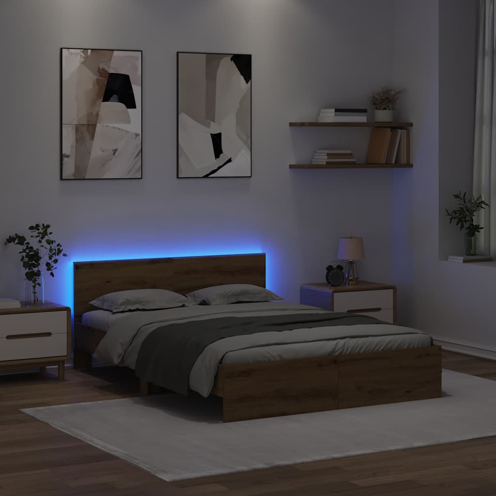 Cadre de lit Chêne artisanal 160 x 200 cm Bois d'ingénierie - XIOS