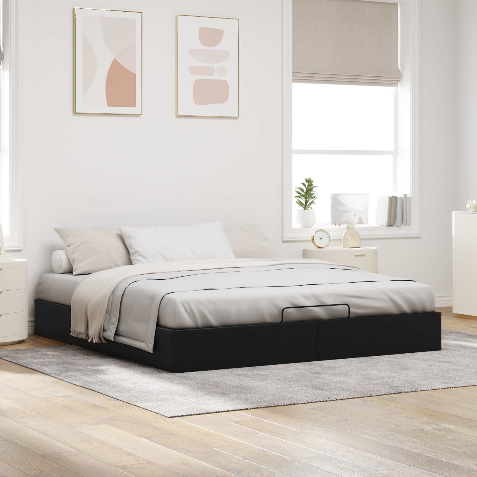 Cadre de lit ottoman Noir King size Simili cuir - XIOS