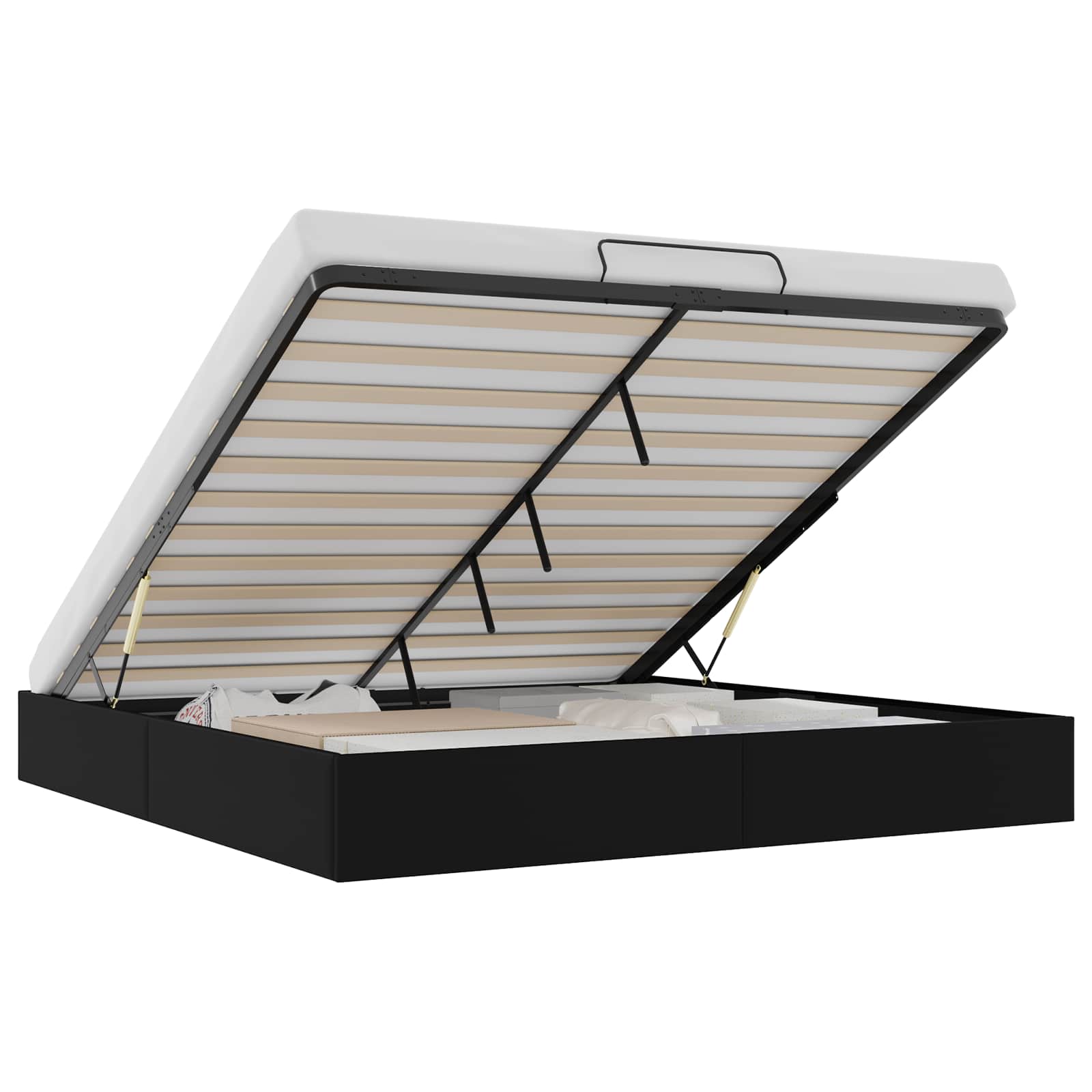 Cadre de lit ottoman Noir King size Simili cuir - XIOS