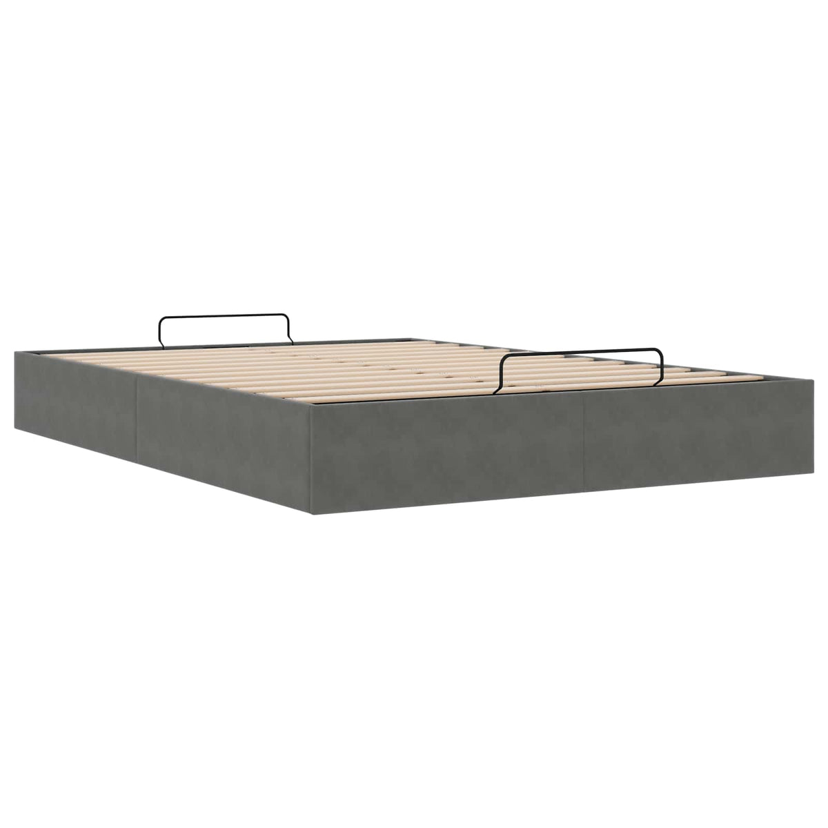 Cadre de lit ottoman Gris foncé Taille réelle Velours