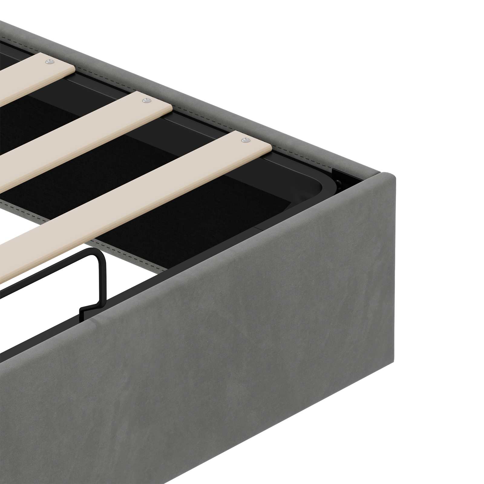 Cadre de lit ottoman Gris foncé Lit double classique Velours - XIOS