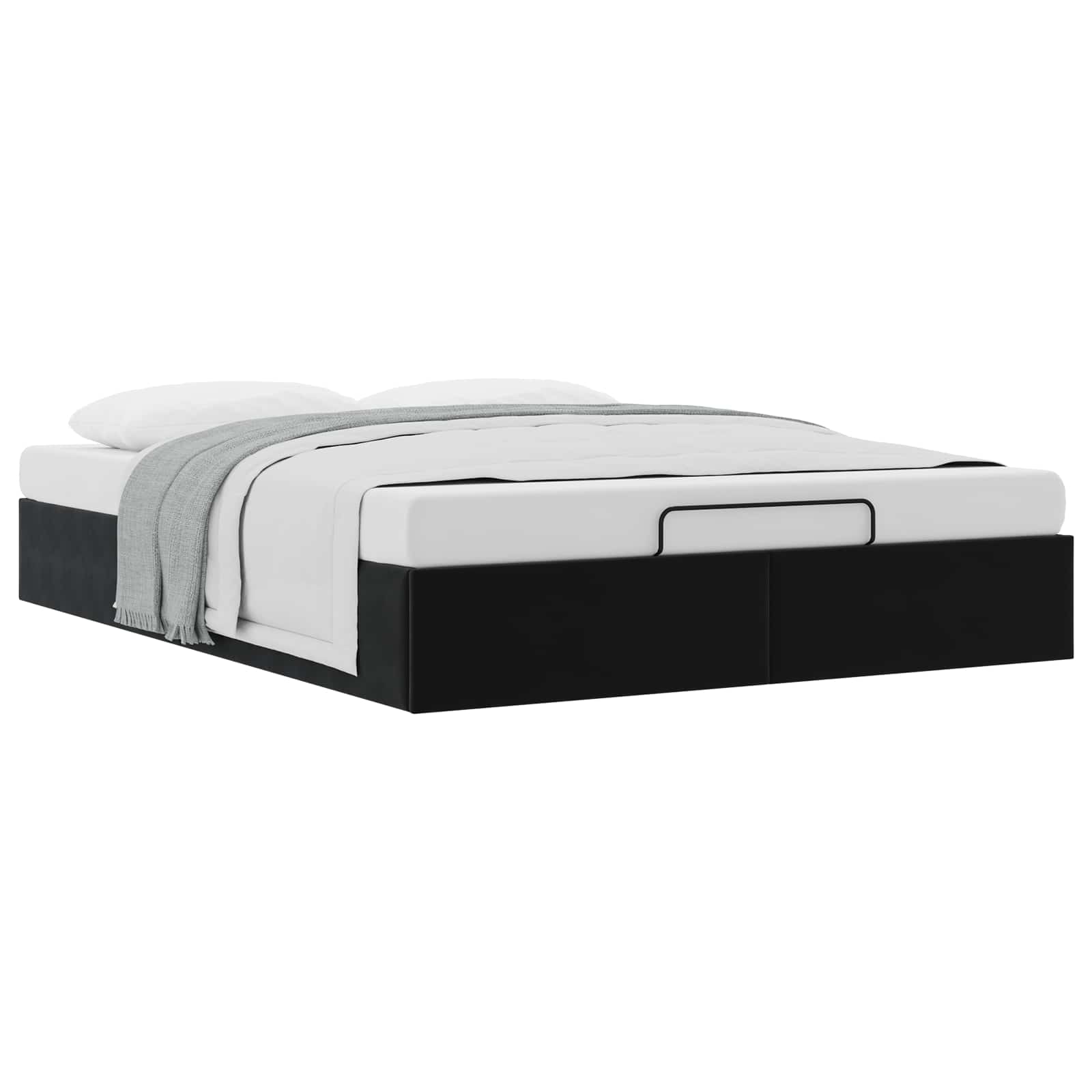 Cadre de lit ottoman Noir Lit double classique Velours - XIOS