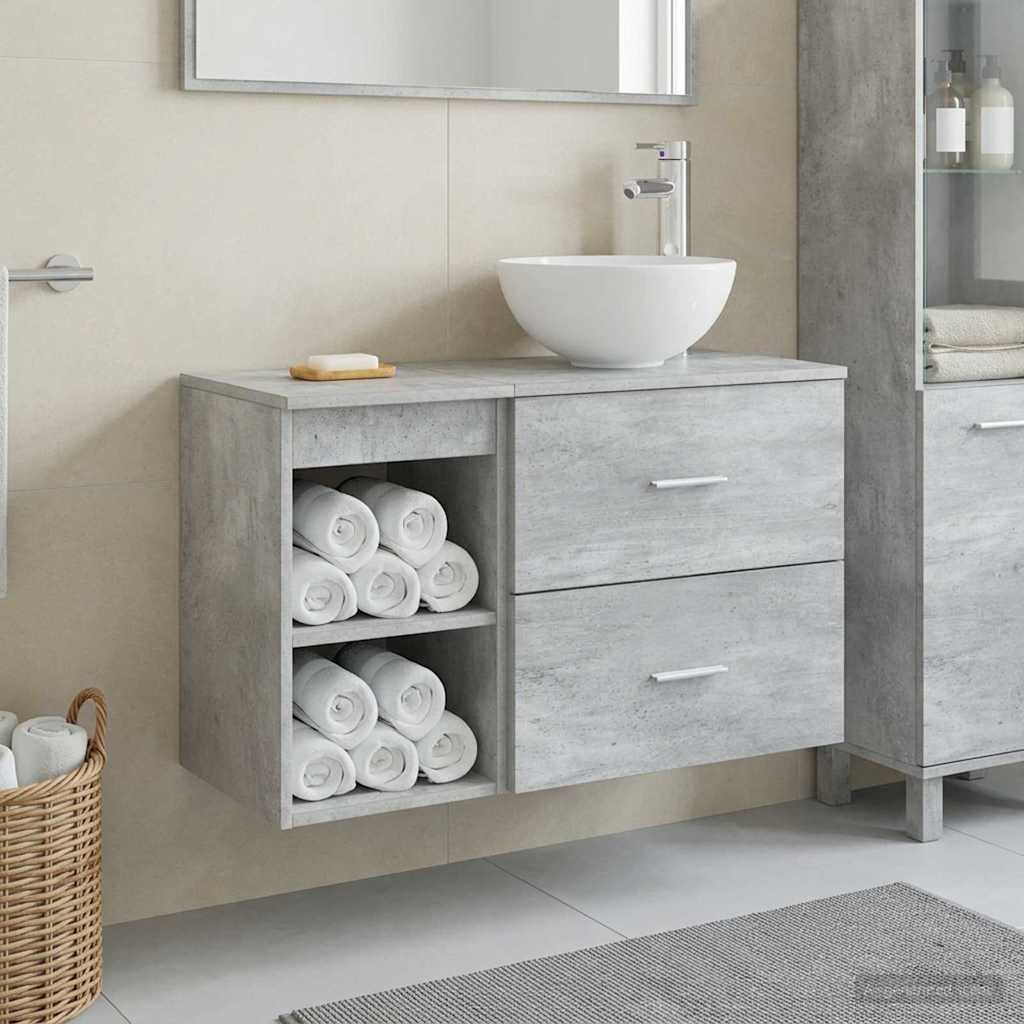 Ensemble de mobilier de salle de bain 2 pc Gris béton