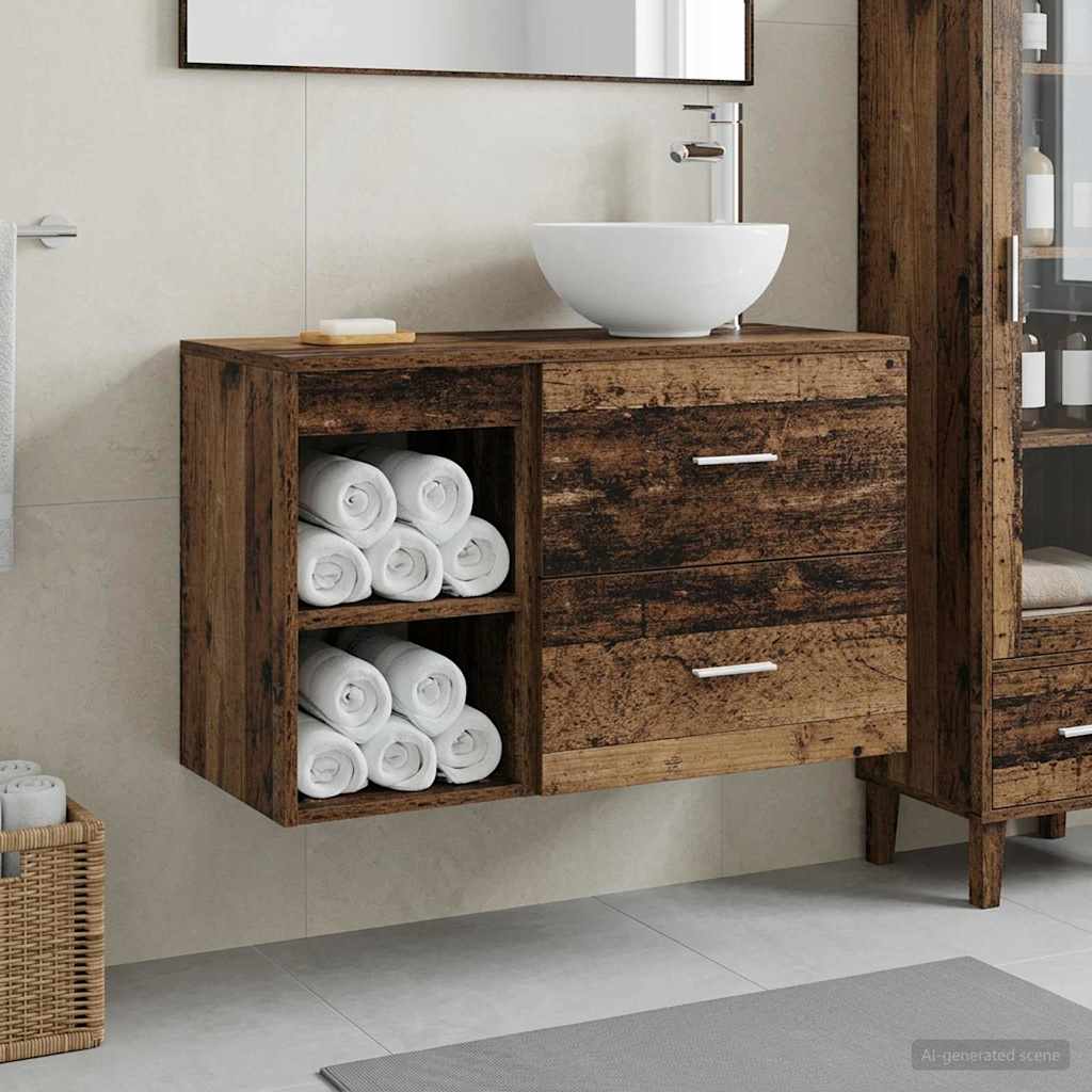 Ensemble de mobilier de salle de bain 2 pc Bois ancien