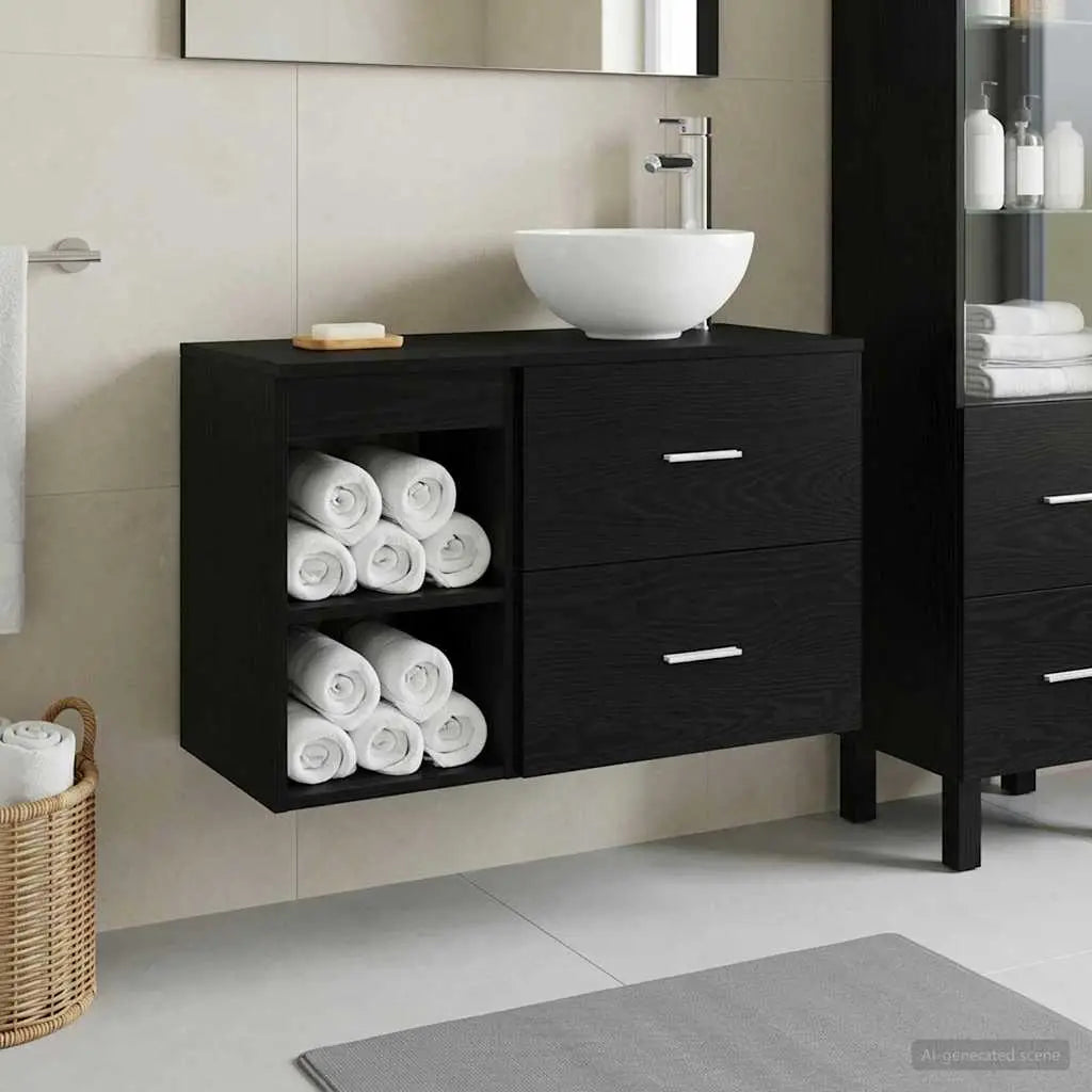 Ensemble de mobilier de salle de bain 2 pc Chêne noir - XIOS