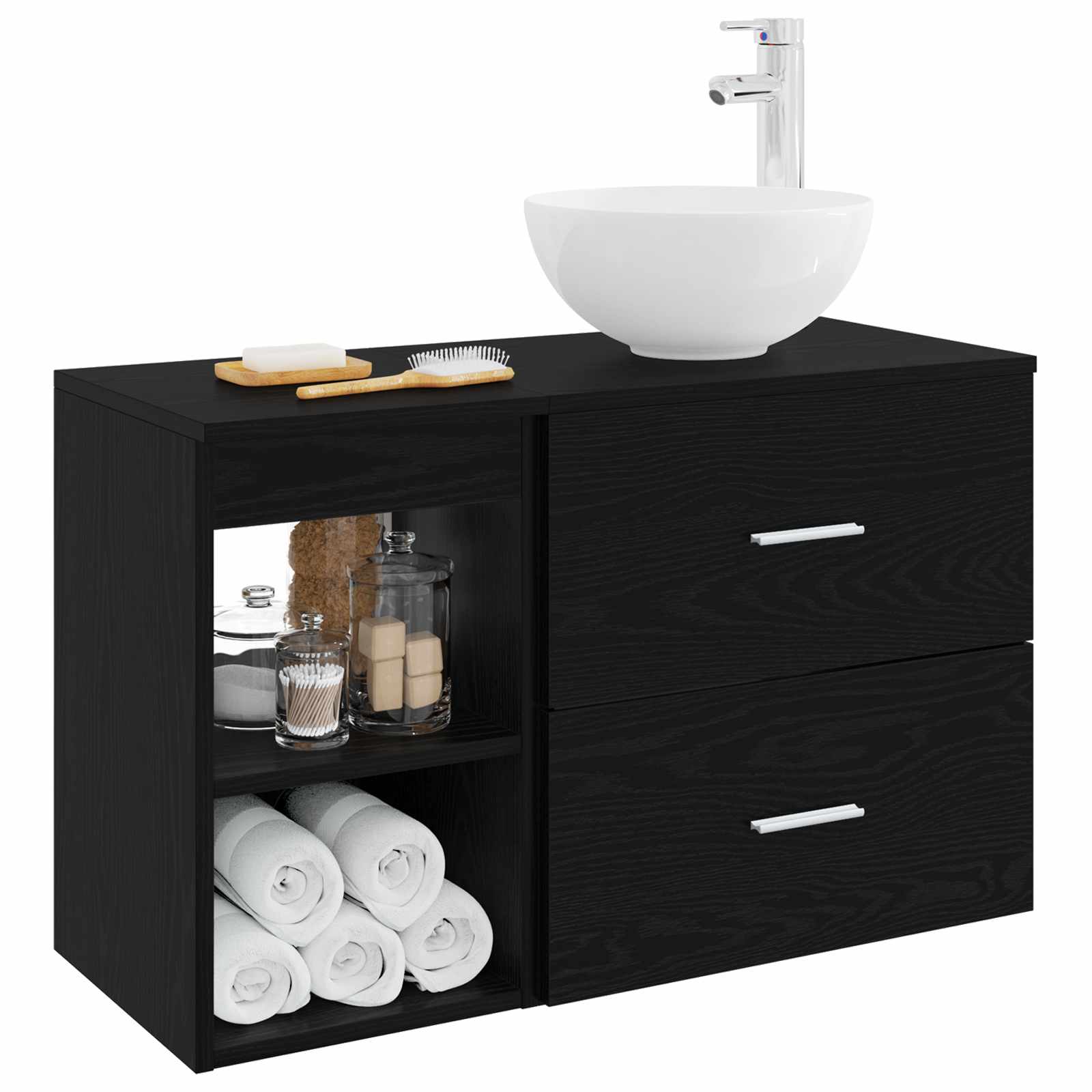Ensemble de mobilier de salle de bain 2 pc Chêne noir