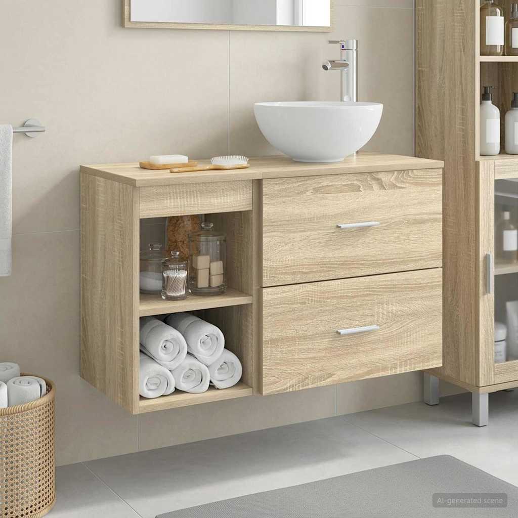 Ensemble de mobilier de salle de bain 2 pc Chêne Sonoma