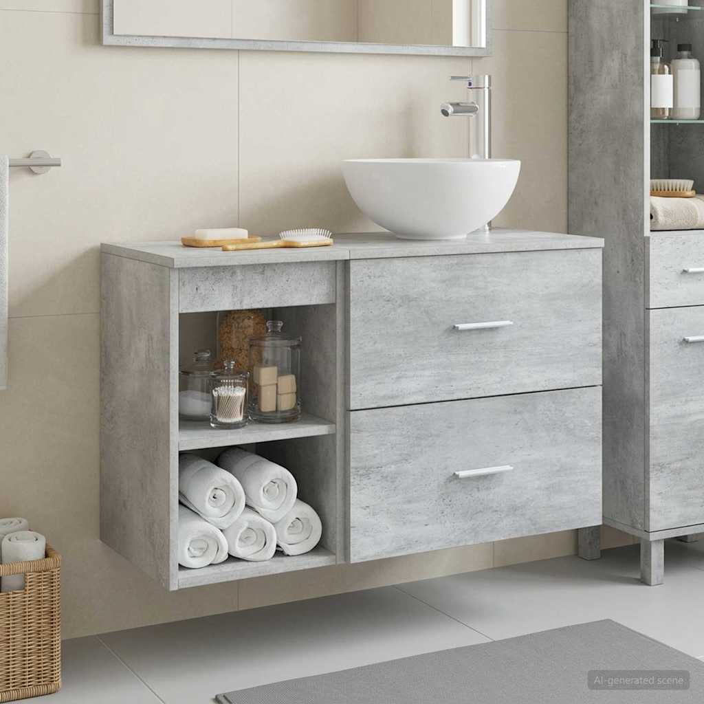Ensemble de mobilier de salle de bain 2 pc Gris béton