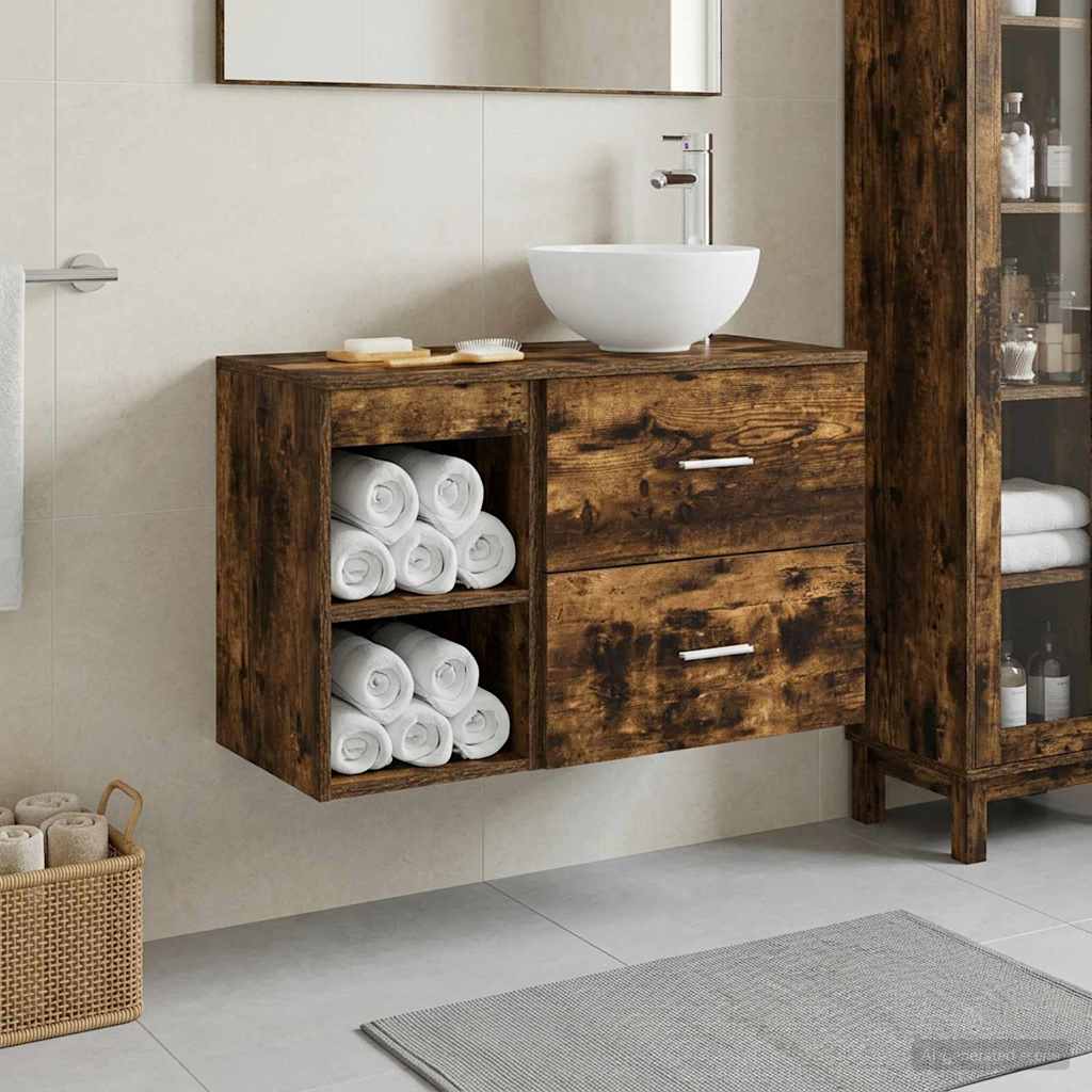 Ensemble de mobilier de salle de bain 2 pc Chêne fumé