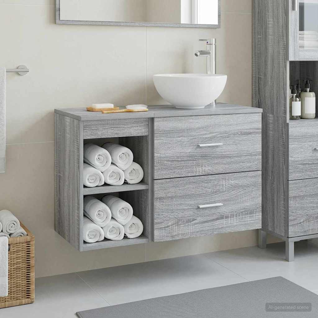 Ensemble de mobilier de salle de bain 2 pc Sonoma gris