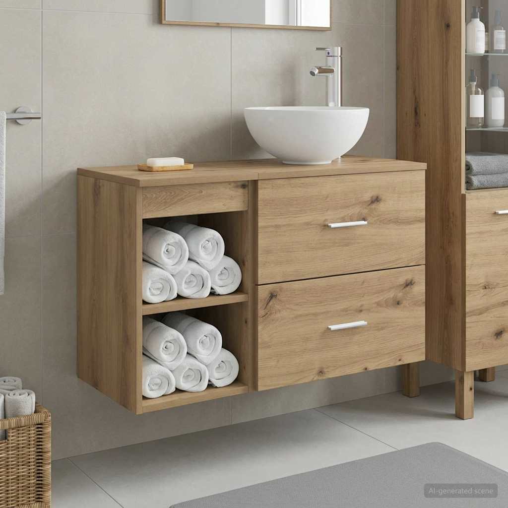 Ensemble de mobilier de salle de bain 2 pc Chêne artisanal