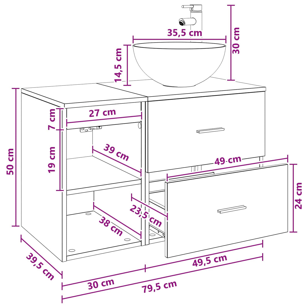 Ensemble de mobilier de salle de bain 2 pc Chêne artisanal