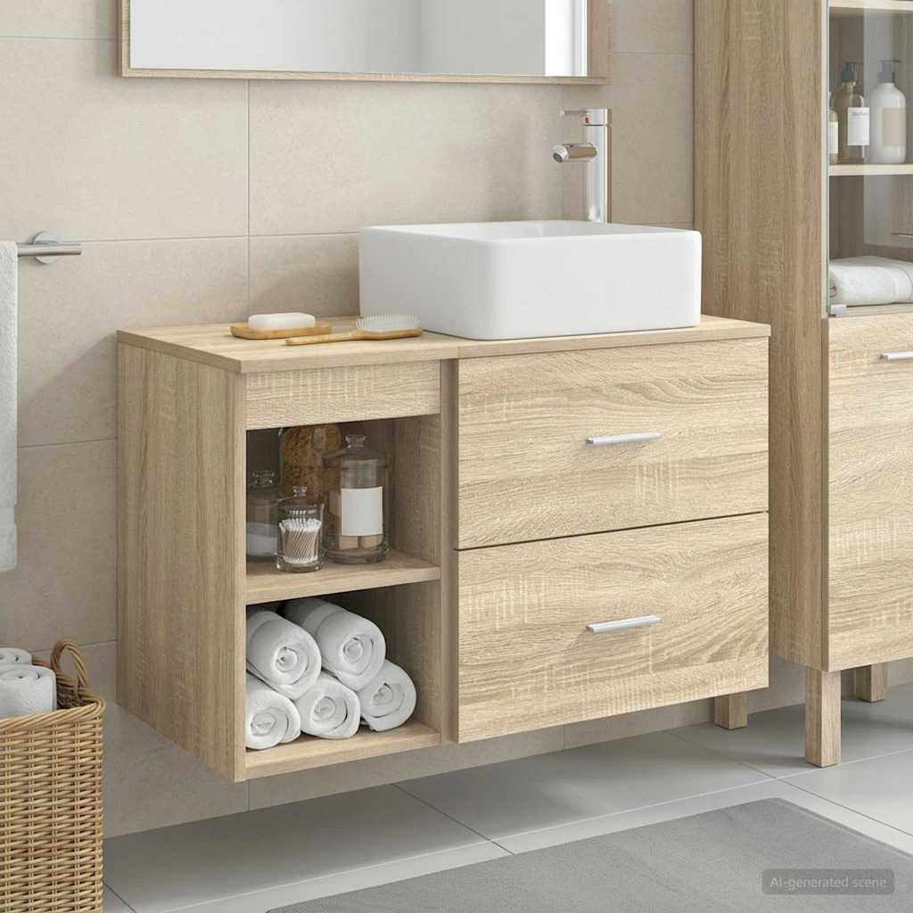 Ensemble de mobilier de salle de bain 2 pc Chêne Sonoma