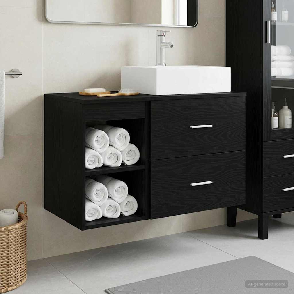 Ensemble de mobilier de salle de bain 2 pc Chêne noir