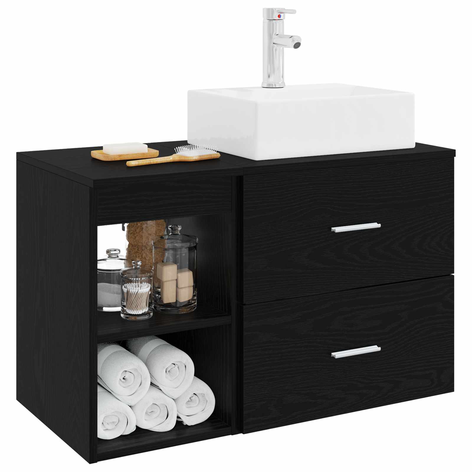 Ensemble de mobilier de salle de bain 2 pc Chêne noir