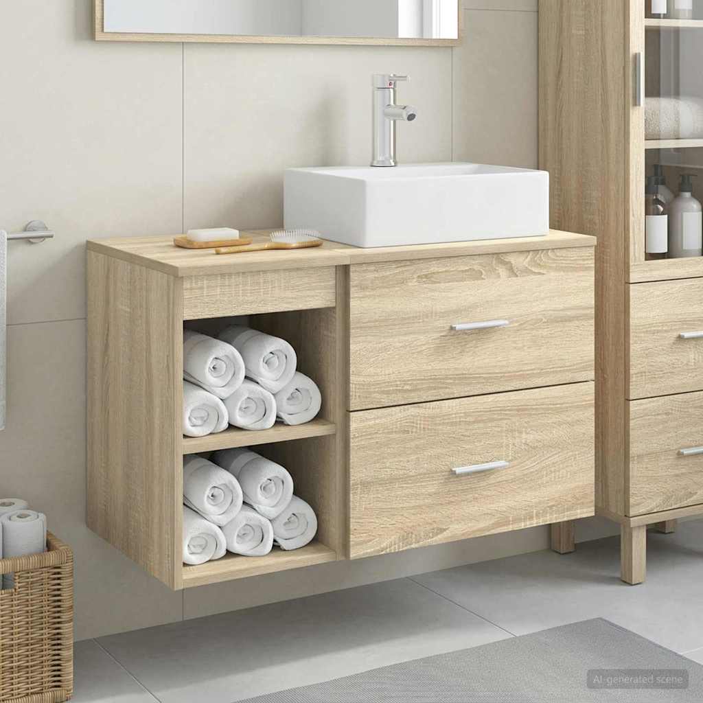 Ensemble de mobilier de salle de bain 2 pc Chêne Sonoma