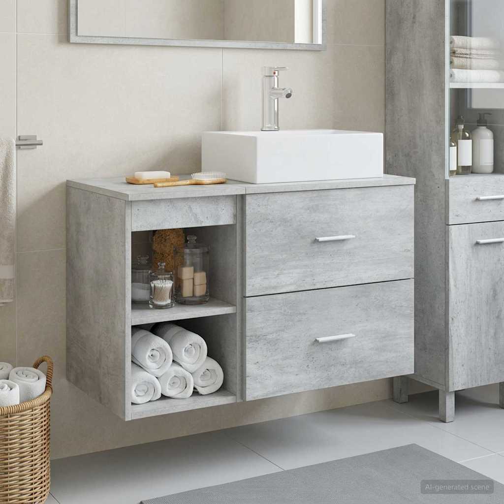 Ensemble de mobilier de salle de bain 2 pc Gris béton