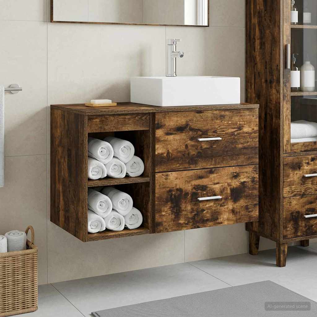Ensemble de mobilier de salle de bain 2 pc Chêne fumé