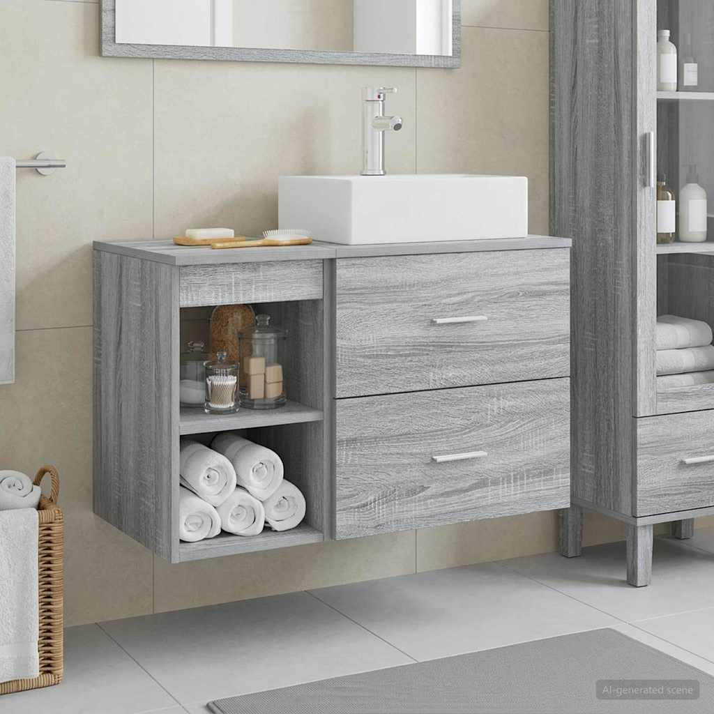 Ensemble de mobilier de salle de bain 2 pc Sonoma gris