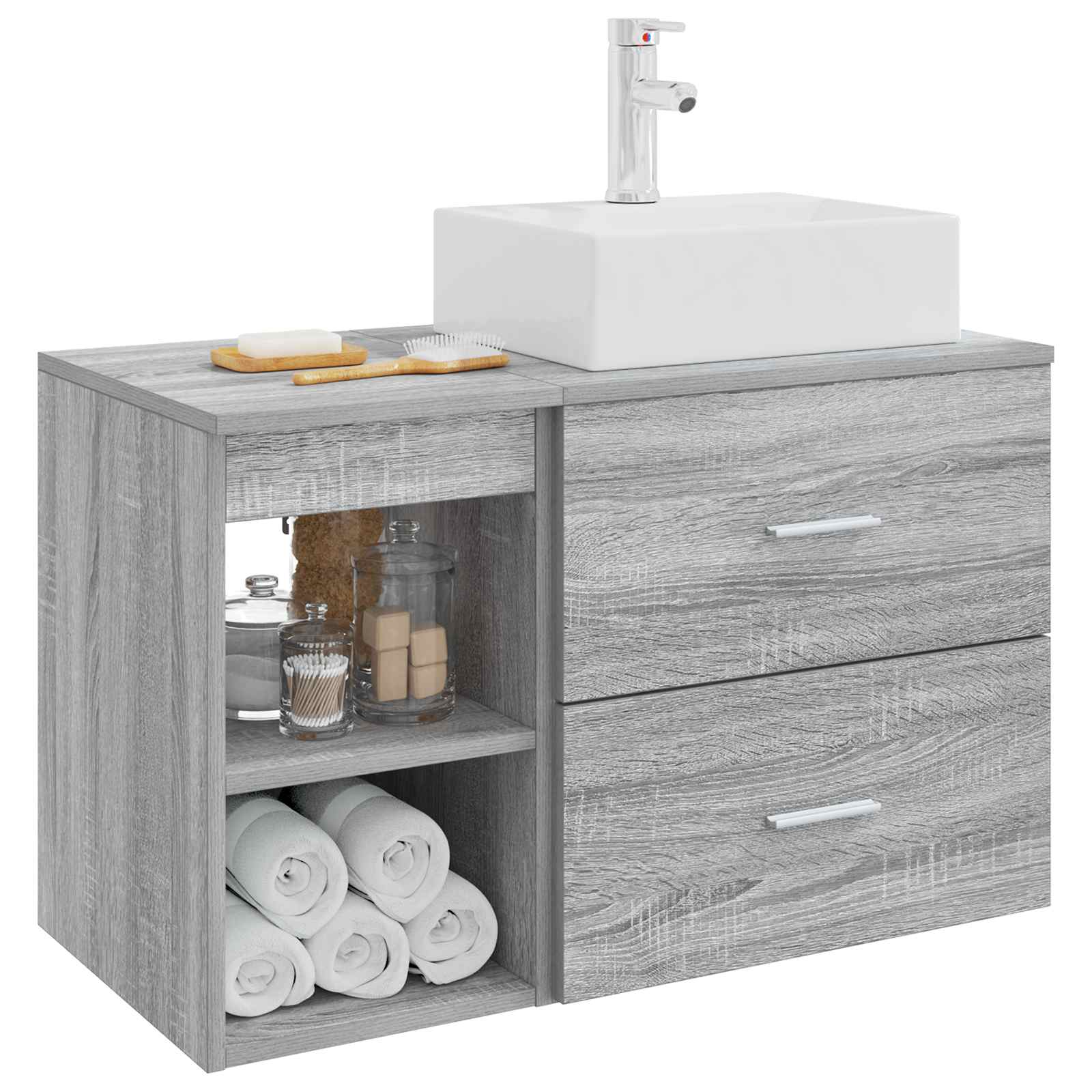 Ensemble de mobilier de salle de bain 2 pc Sonoma gris